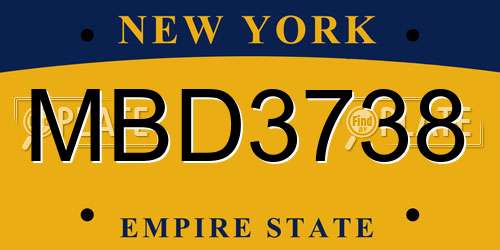 MBD3738 New York License Plate