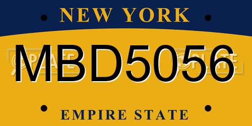 MBD5056 New York License Plate
