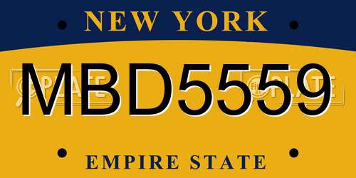 MBD5559 New York License Plate