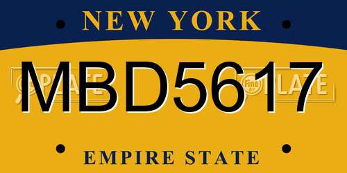 MBD5617 New York License Plate