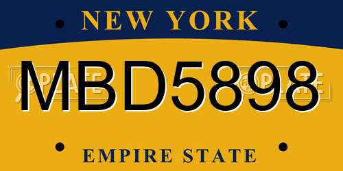 MBD5898 New York License Plate