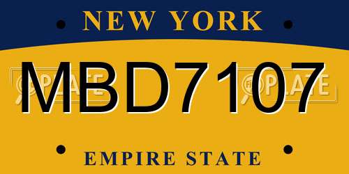 MBD7107 New York License Plate