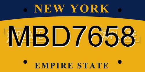 MBD7658 New York License Plate
