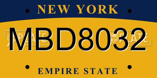 MBD8032 New York License Plate