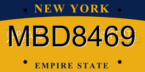 MBD8469 New York License Plate