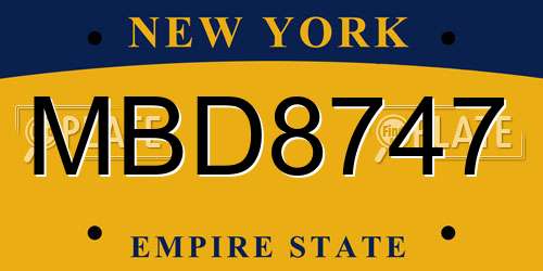 MBD8747 New York License Plate