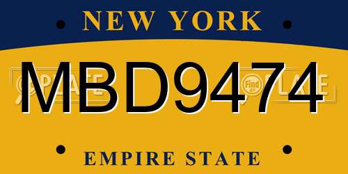 MBD9474 New York License Plate