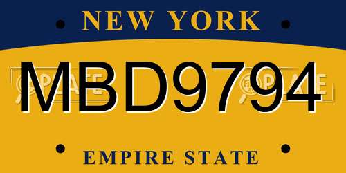 MBD9794 New York License Plate