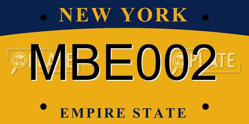 MBE002 New York License Plate
