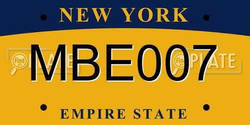 MBE007 New York License Plate