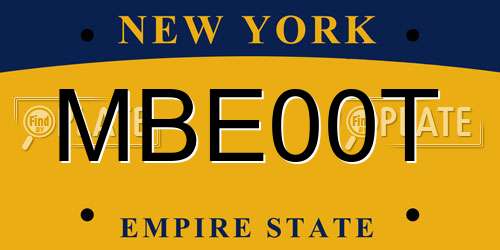 MBE00T New York License Plate