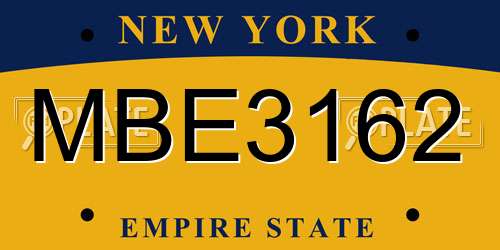 MBE3162 license plate in NY state