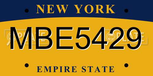 MBE5429 New York License Plate