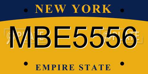 MBE5556 New York License Plate