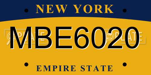 MBE6020 New York License Plate