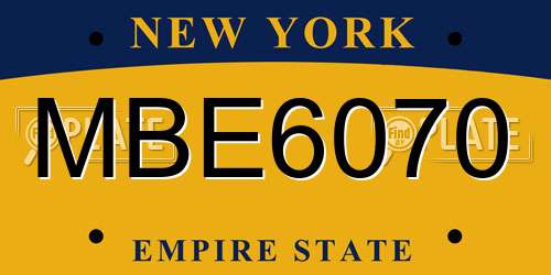 MBE6070 New York License Plate