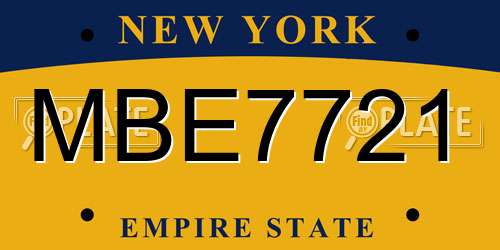 MBE7721 New York License Plate