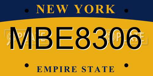 MBE8306 New York License Plate