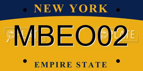 MBEO02 New York License Plate