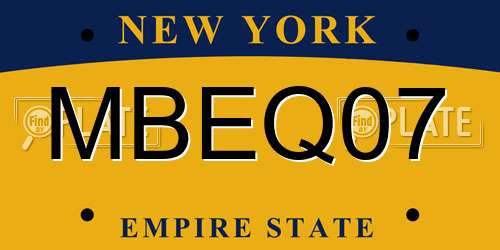 MBEQ07 New York License Plate