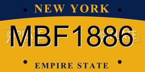 MBF1886 New York License Plate