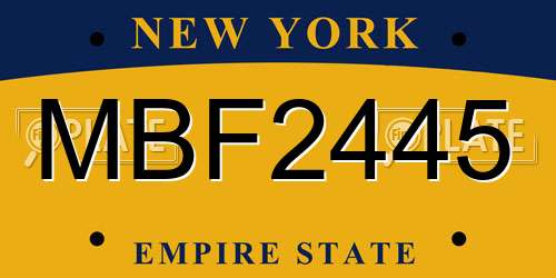 MBF2445 New York License Plate