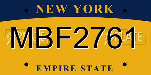 MBF2761 New York License Plate