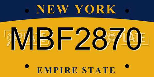 MBF2870 New York License Plate