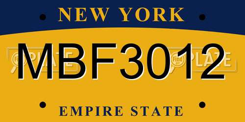 MBF3012 New York License Plate