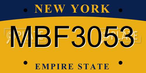 MBF3053 New York License Plate