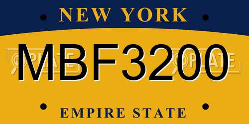 MBF3200 New York License Plate