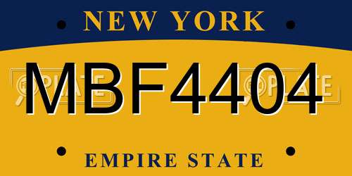 MBF4404 New York License Plate