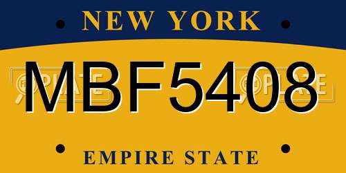 MBF5408 New York License Plate