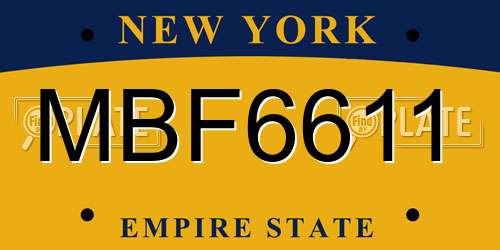 MBF6611 New York License Plate