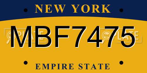 MBF7475 New York License Plate