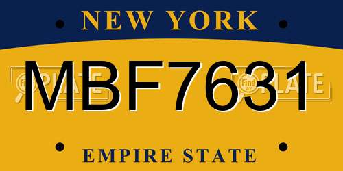 MBF7631 New York License Plate