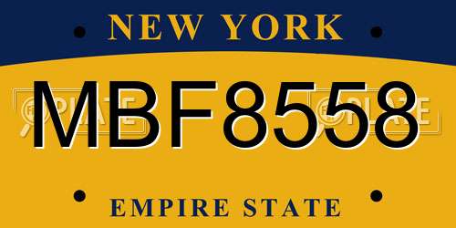 MBF8558 New York License Plate