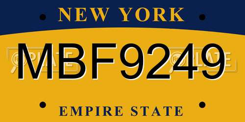 MBF9249 New York License Plate