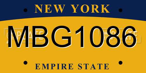 MBG1086 New York License Plate