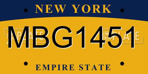 MBG1451 New York License Plate
