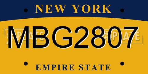 MBG2807 New York License Plate