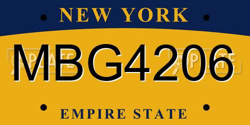 MBG4206 New York License Plate