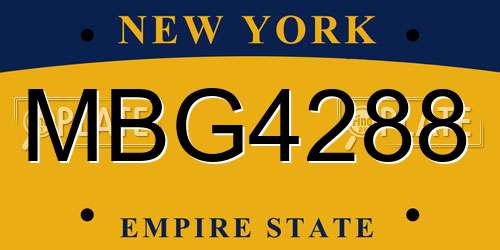 MBG4288 New York License Plate