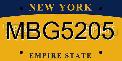 MBG5205 New York License Plate