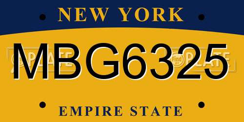 MBG6325 New York License Plate