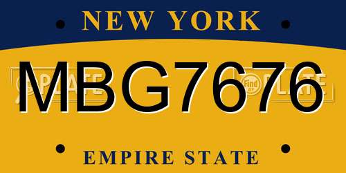 MBG7676 New York License Plate