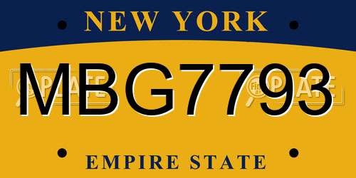 MBG7793 New York License Plate