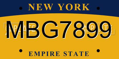MBG7899 New York License Plate