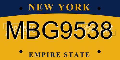 MBG9538 New York License Plate