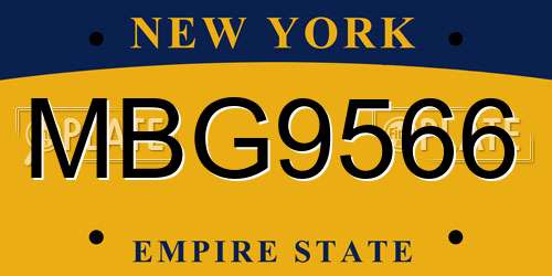 MBG9566 New York License Plate